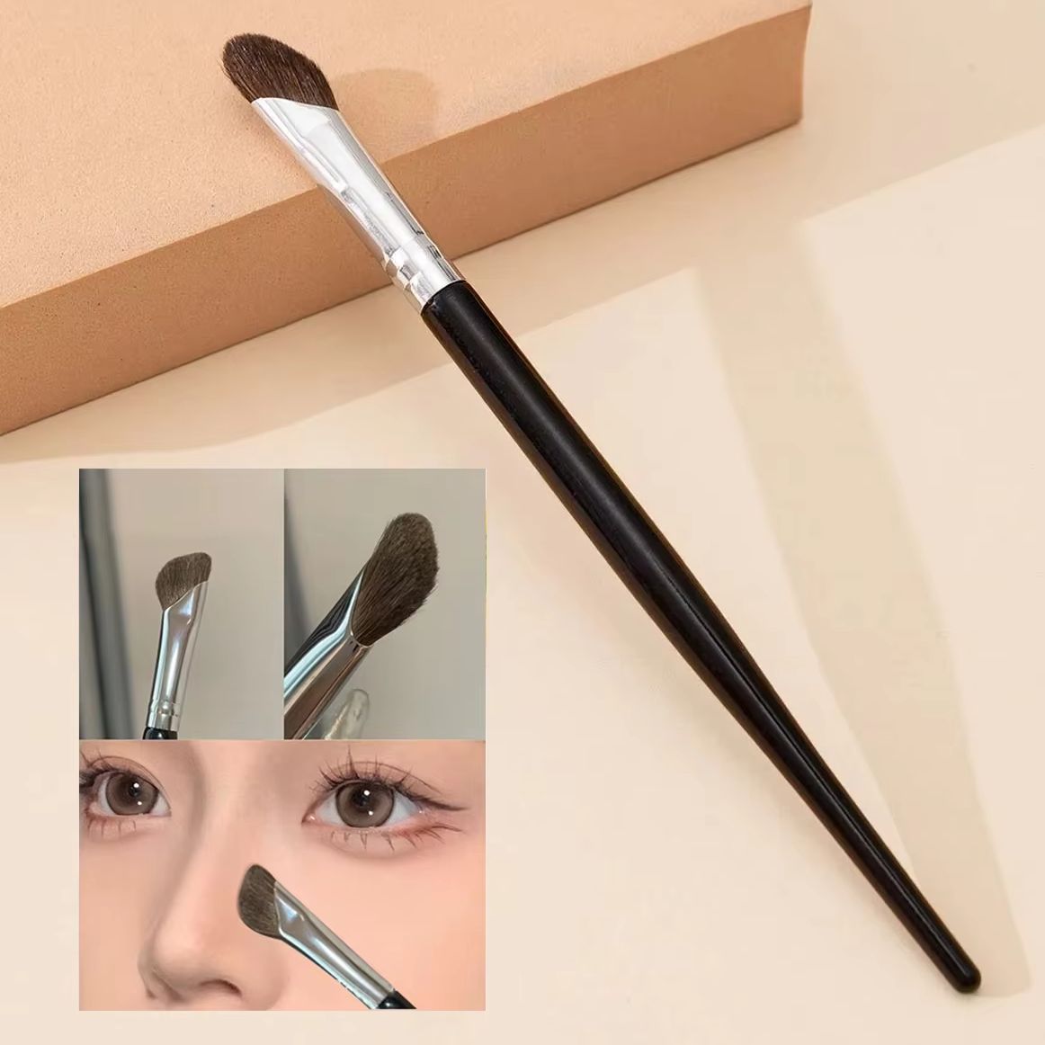 Beauty Makeup Background - แปรงอายแชโดว์ 3 มิติ แปรงแต่งหน้าคอนทัวร์ใบหน้า หัวแปรงนุ่ม บลัชออน