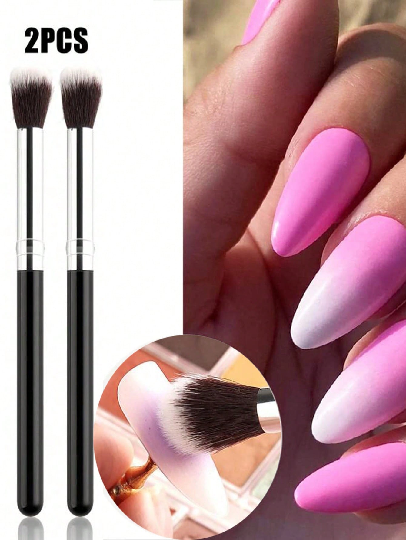 Beauty Makeup Background - 2 ชิ้น Ombre ชุดแปรงเล็บ Eye Shadow