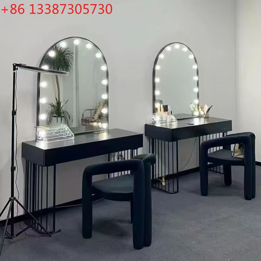 Beauty And Makeup Studio - โต๊ะเครื่องแป้งสไตล์นอร์ดิกพร้อมโคมไฟสำหรับแต่งหน้ามืออาชีพ ชุดแต่งงาน ร้านเสริมสวย โต๊ะเครื่องแป้งพิเศษ