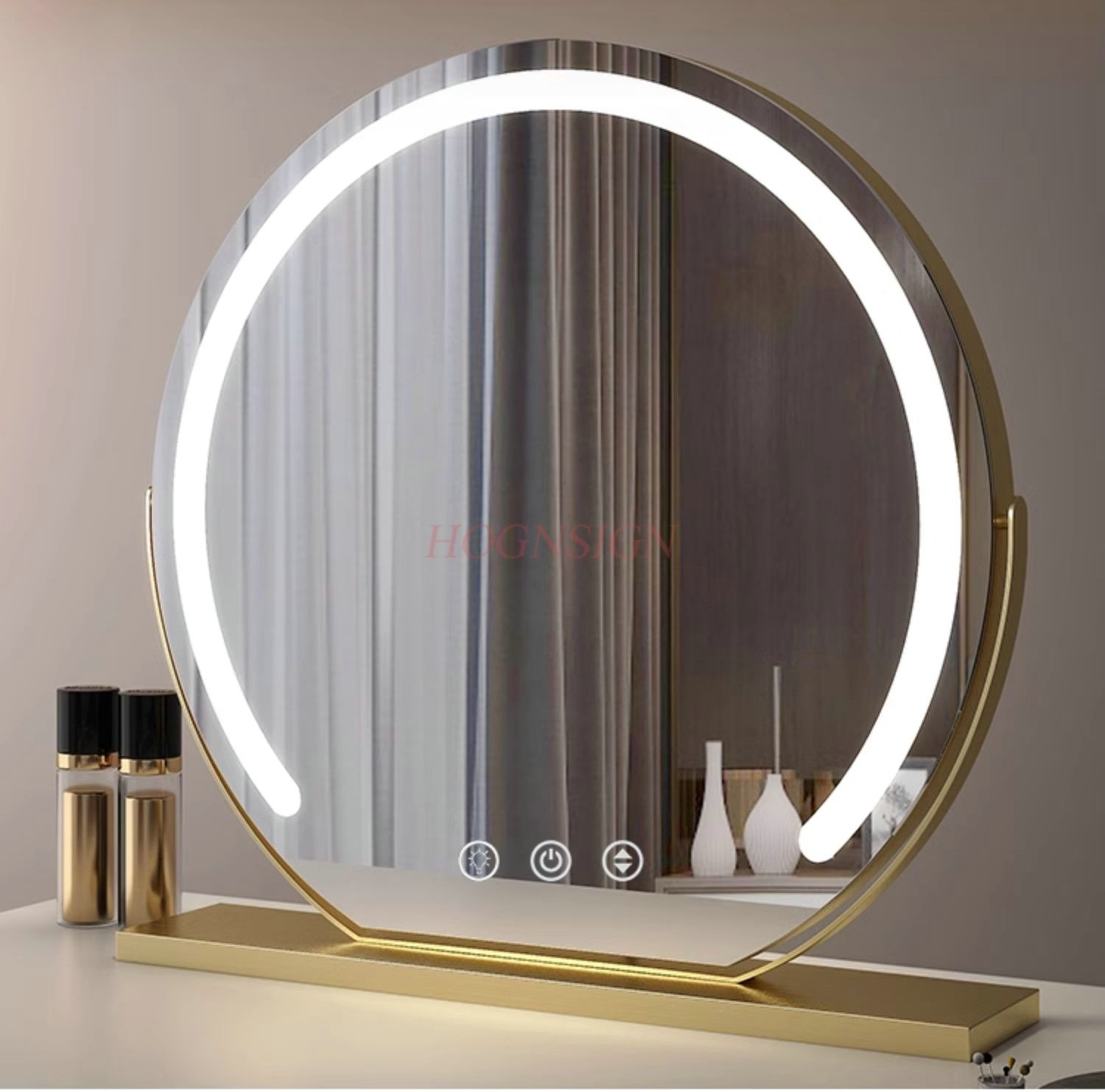 Makeup Master Beauty Salon - กระจกแต่งหน้า LED พร้อมไฟ กระจกแต่งหน้าอัจฉริยะแบบตั้งโต๊ะ กระจกขนาดใหญ่สำหรับร้านเสริมสวยระดับไฮเอนด์ ห้องนอนใหญ่