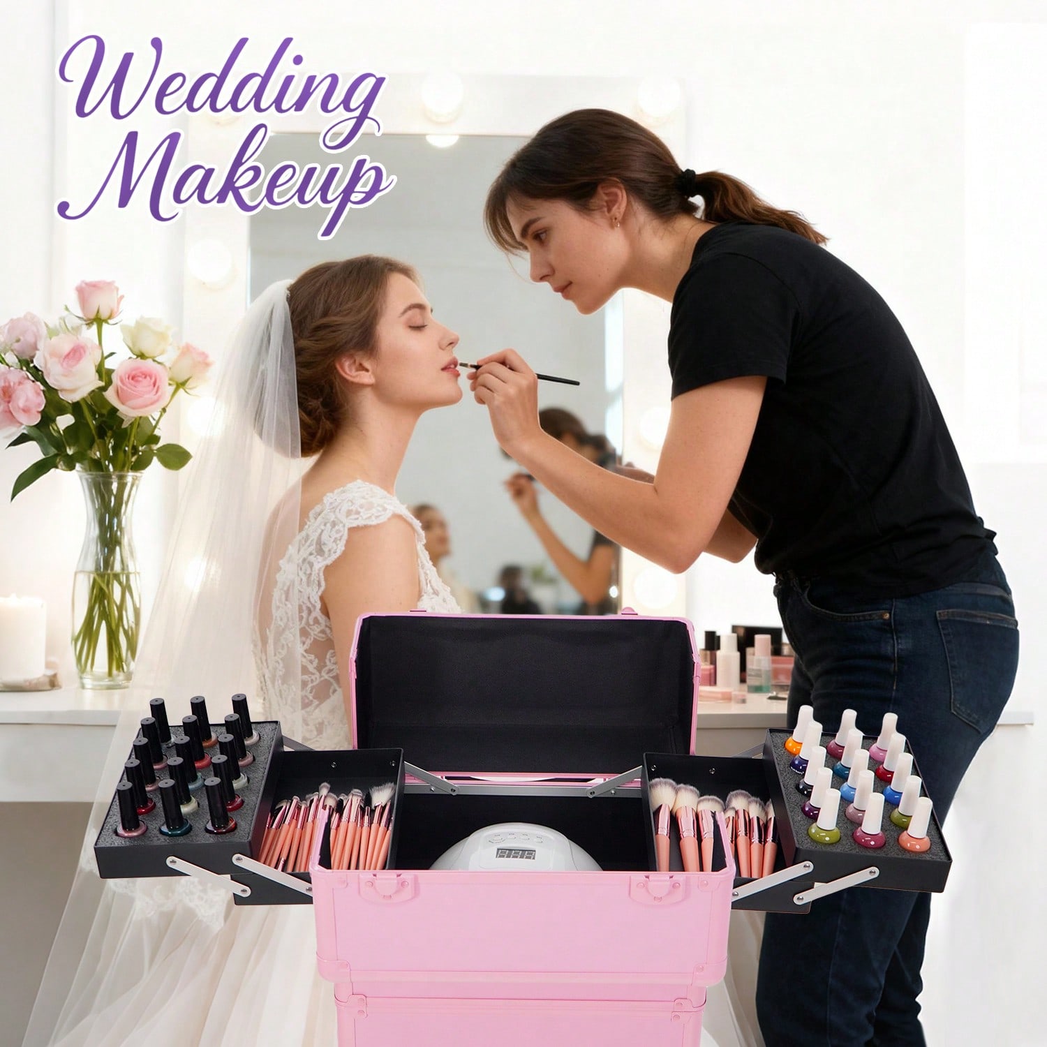กระเป๋าแต่งหน้าแบบมีล้อ 4 in 1 - Beauty Makeup Case บทวิจารณ์และราคา