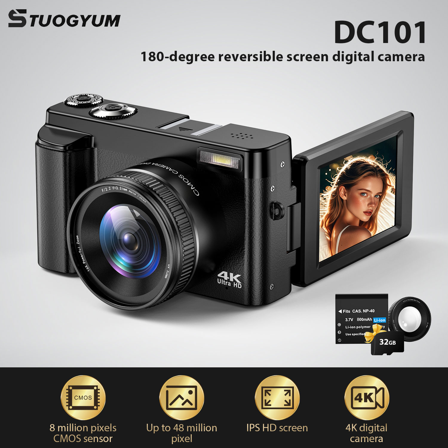STUOGYUM 4K Vlogging กล้อง 48M - Beauty Makeup Camera บทวิจารณ์และราคา