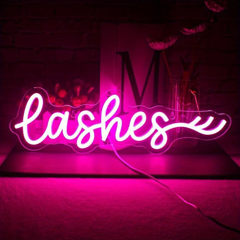 ป้ายไฟ LED สีชมพูรูปขนตา สำหรั - Beauty And Makeup Studio บทวิจารณ์และราคา